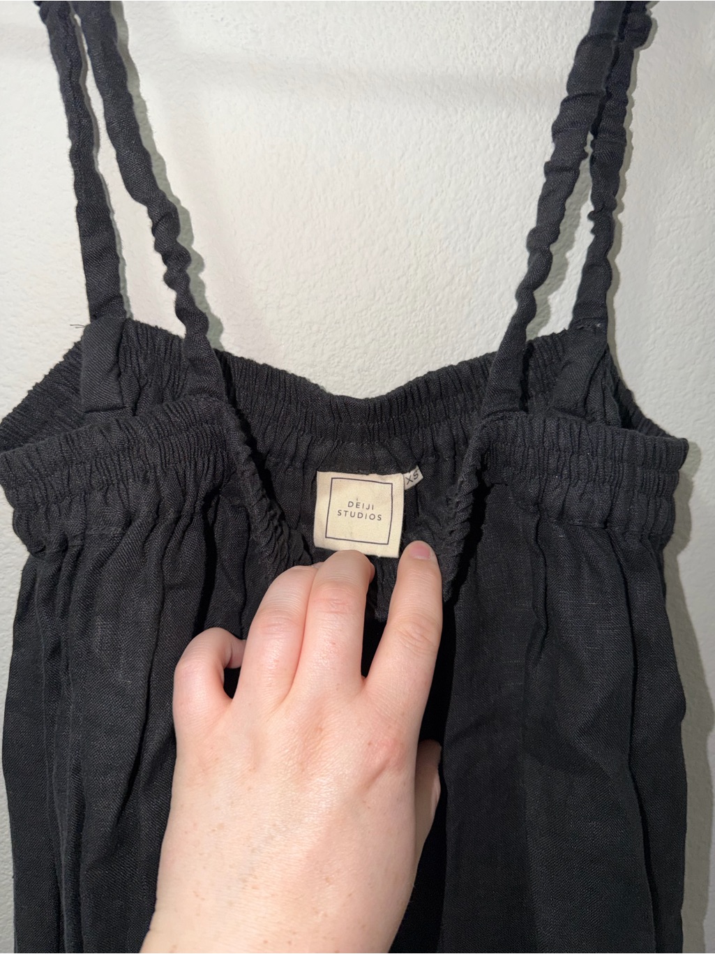 Deiji Studios The Box Pleat Dress 100% Linen Full Length Xs Black Quiet Luxury — image 7 of 8